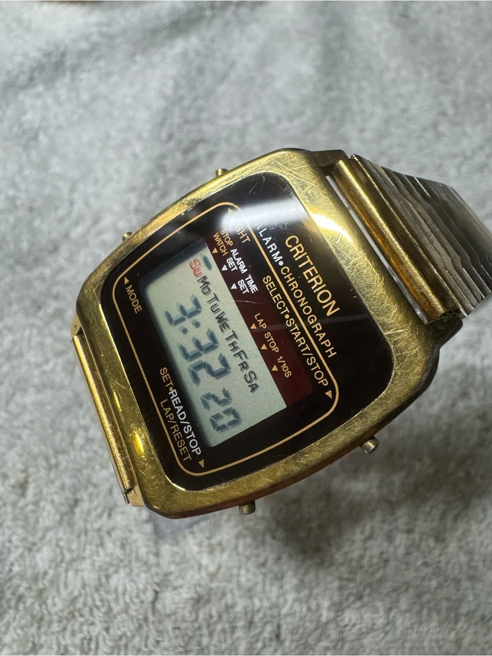 Criterion Gold Digital Alarm Chronograph Watch